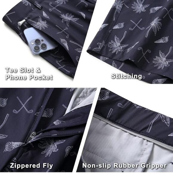 Maelreg Performance Proflex Shorts Dark Navy Hawaii Club Print SPF 30+ Nwt - Picture 5 of 9